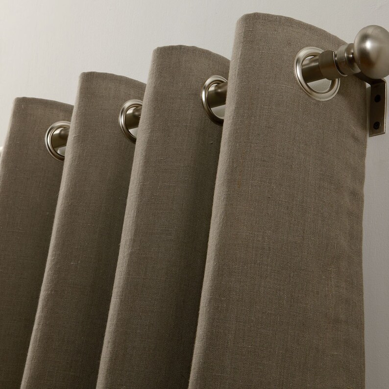 Butter Yellow Linen Curtain Panels With Grommets Solid Color Etsy