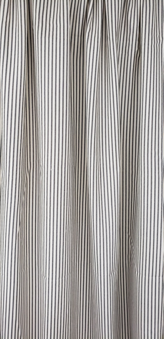 Black and ivory Ticking stripe window curtains rod pocket | Etsy