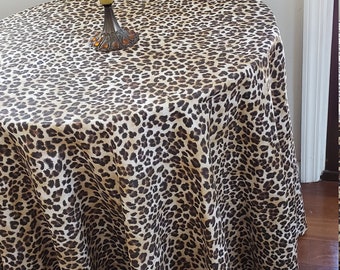 Leopard animal print, round tablecloth, table covering,