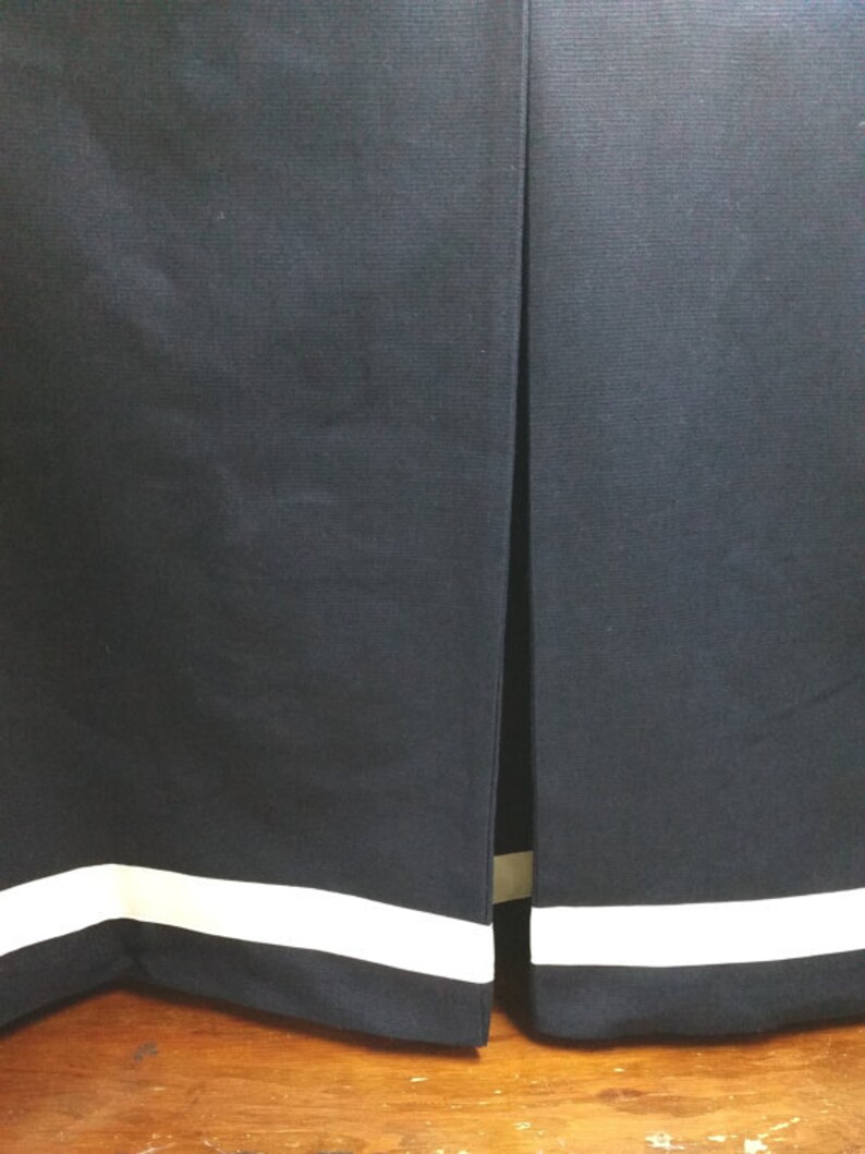 Navy Blue Round Table Skirt Tableskirt With Box Pleats Cotton Canvas