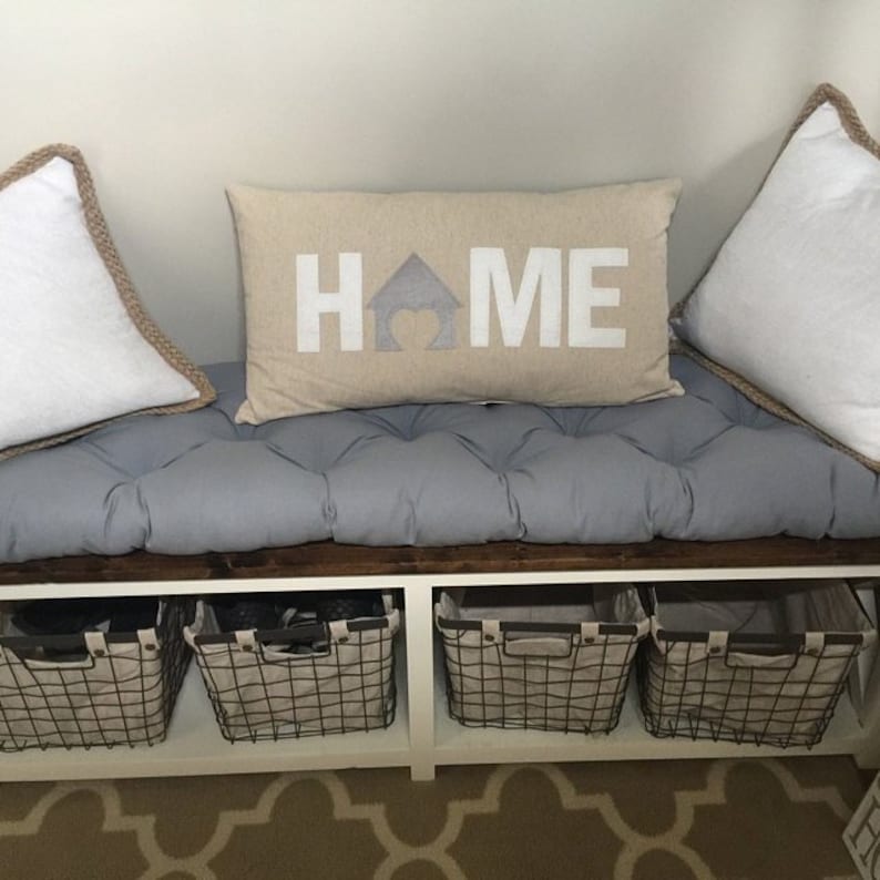 navy natural white school house cushion cotton canvas grey black Tufted bench cushion red other colors