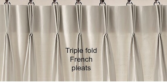 Pleated Silk Drapes Hunter Green French Pleat Drapes Pinch Etsy