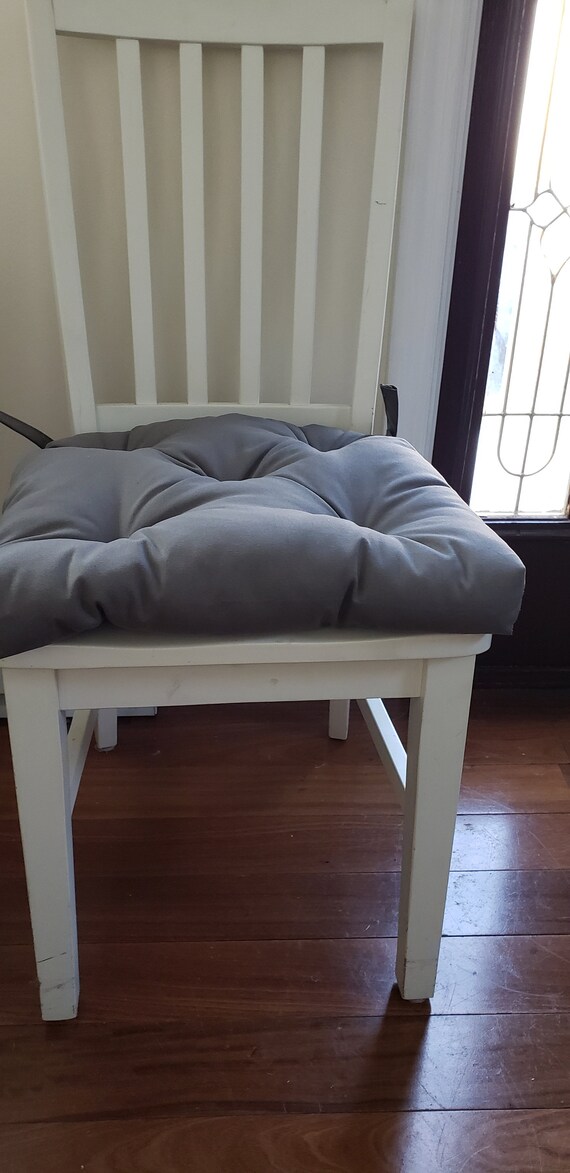 Set of 4 Light Grey Tufted Chair Pads 16x 16 Seat Cushions Bar