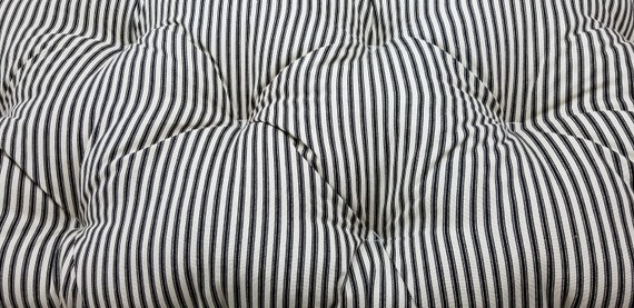 Tufted Bench Cushion 48 X 15 Ticking Stripe Black Etsy