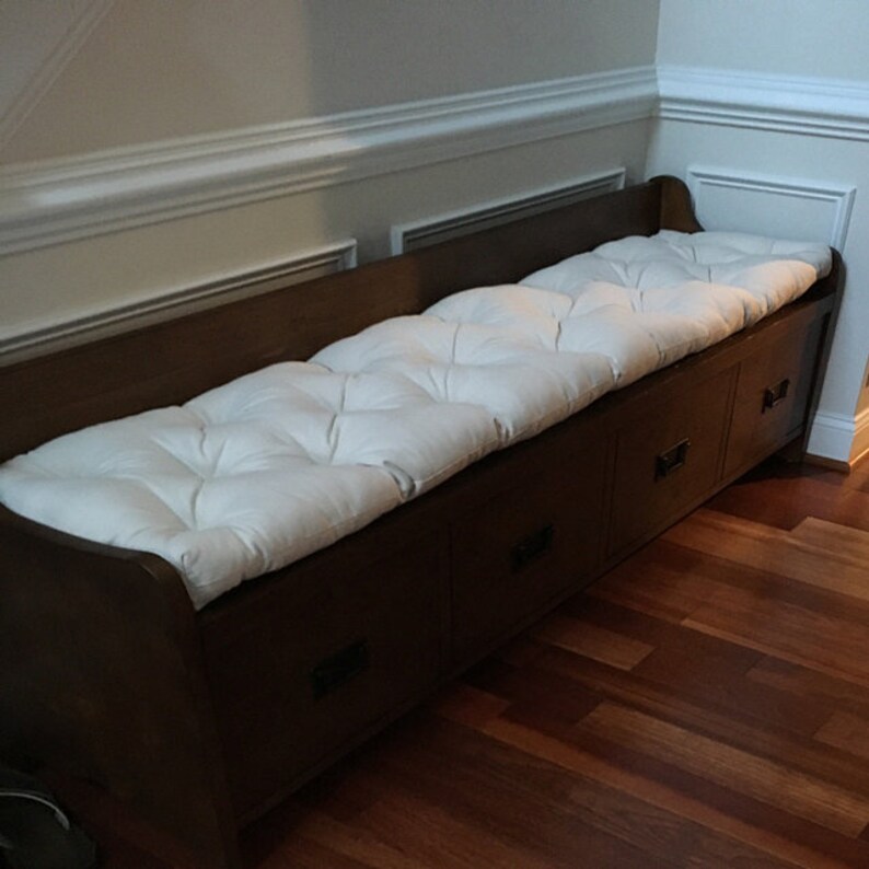 navy natural white school house cushion cotton canvas grey black Tufted bench cushion red other colors
