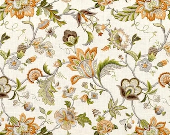 Two panels Pinch pleat Kaufmann Brissac Amber floral