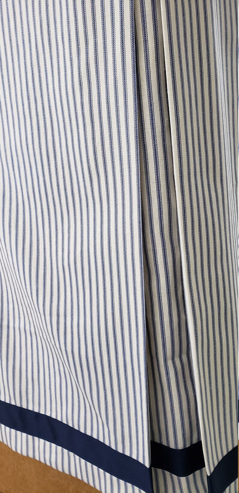 Indigo navy blue ticking bedskirt dust ruffle with grosgrain Etsy