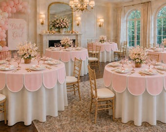 Petal table topper overlay tableskirt round custom cocktail linens, baby shower banquet home decor wedding decoration, petal toppers