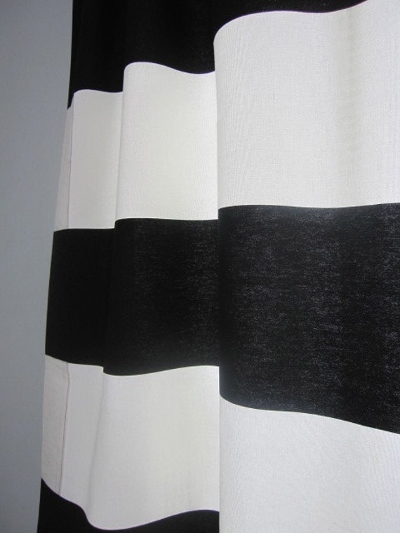 Two Designer Curtain Panels Drapes Rod Pocket Black And Etsy