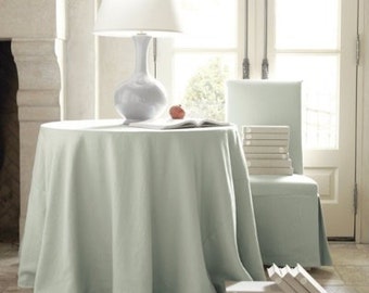 Round linen tablecloth white off-white oatmeal, camel, flax, slate, army green