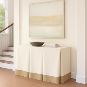 24 COLORS linen tableskirt Rectangular  table skirt, tablecloth tailored, box pleats,  console table skirted table