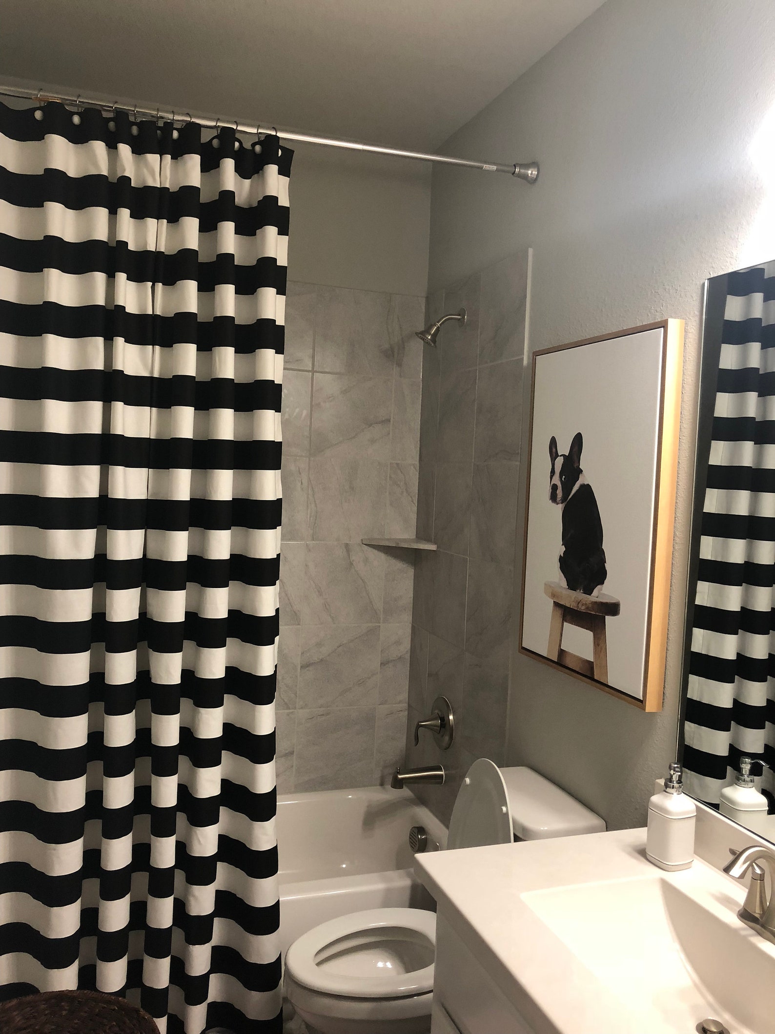 Black and White Horizontal Stripe Shower Curtain 48 X 72 72 Etsy