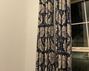 Waverly Castleford indigo grommet window curtains, drapery panels