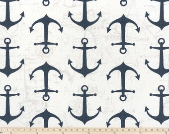 Nautical anchors shower curtain polyester navy blue 72", 84", 90, 108