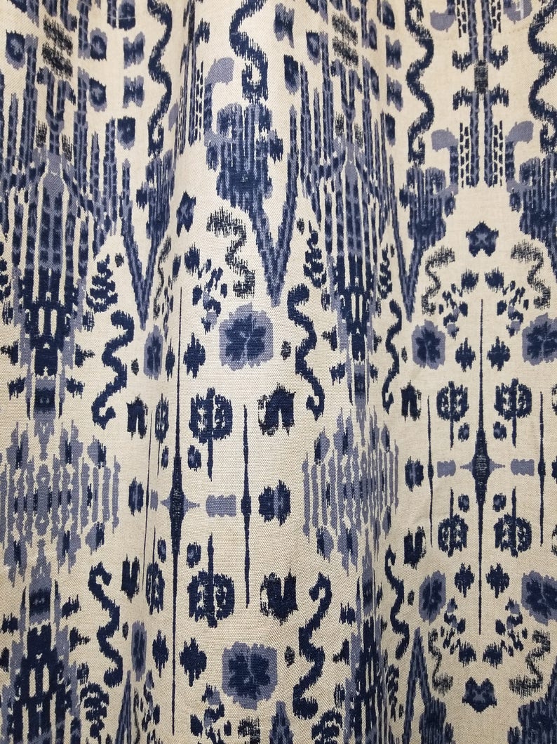 Extra Long Shower Curtain 72W X 84L Navy Blue and Ivory Etsy