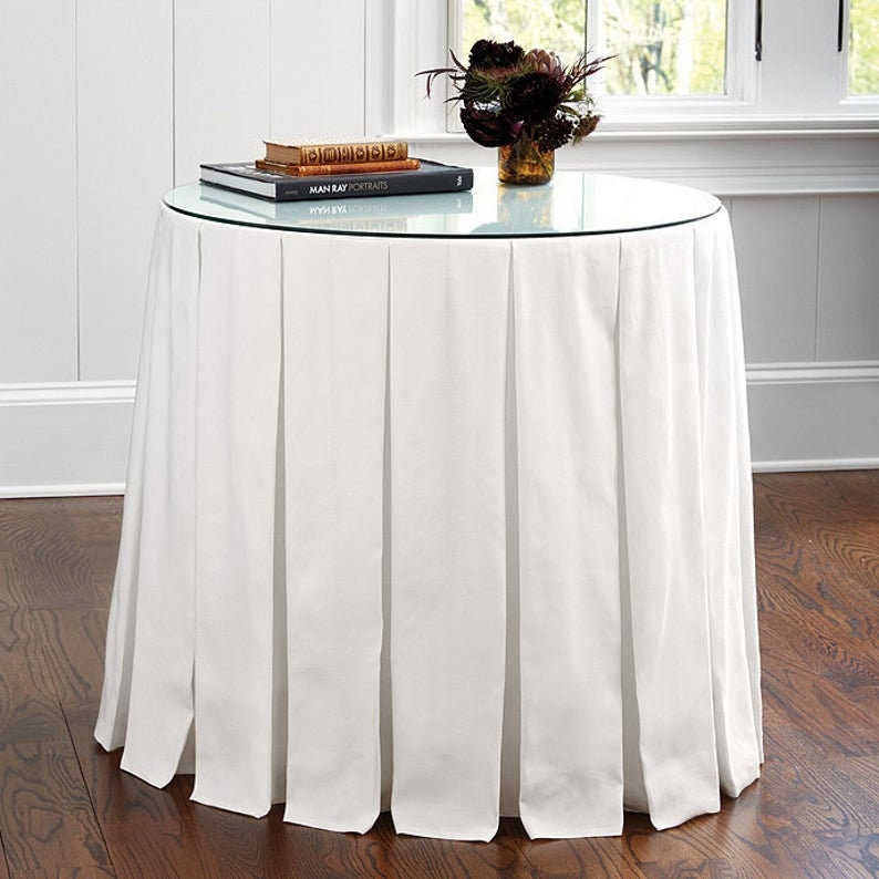 Pleated Linen tableskirt table skirt with tailored box Etsy