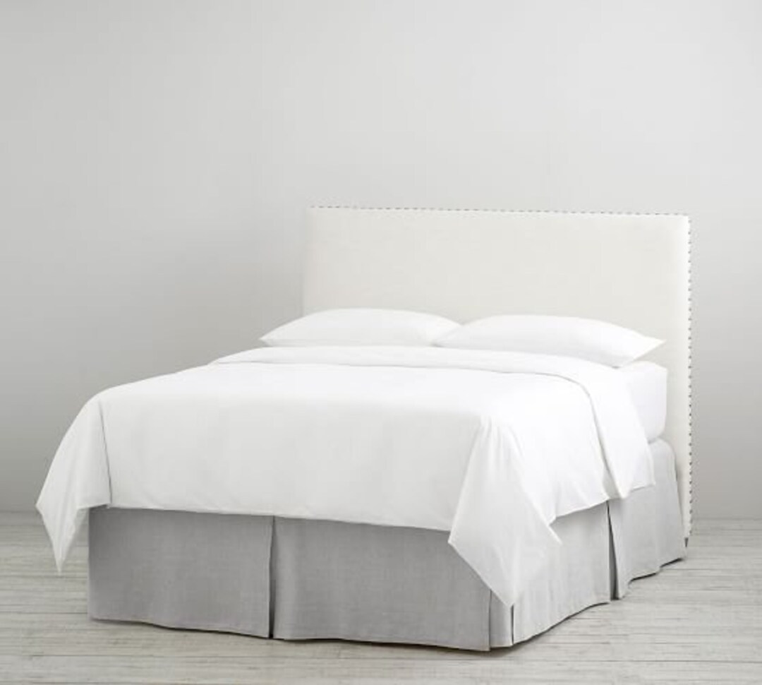 Medium Grey Cotton Bedskirt, Solid Color Bedskirt, 16 Drop, Paneled