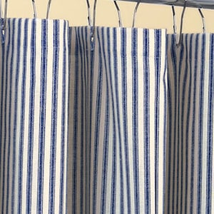 Rts Indigo Blue Navy And Ivory, Navy Ticking Stripe Shower Curtain