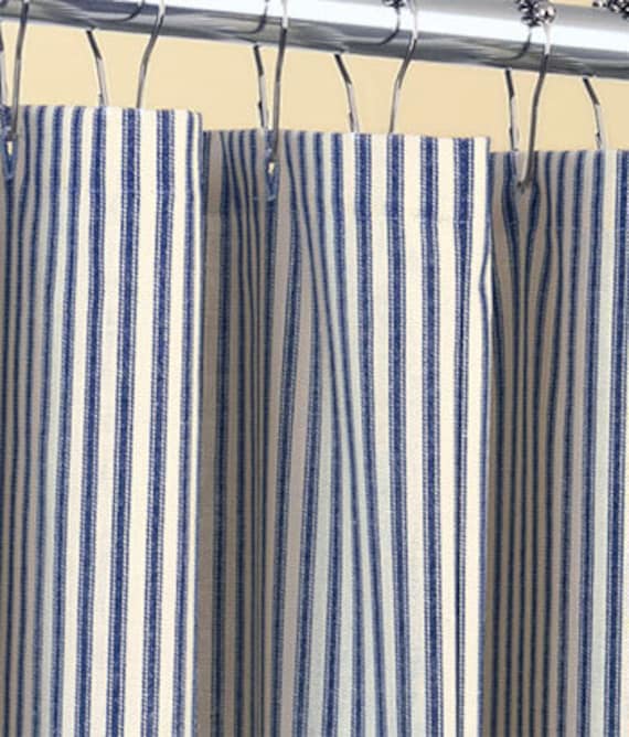 Blue Ticking Stripe Shower Curtain Navy Blue Ticking Stripe