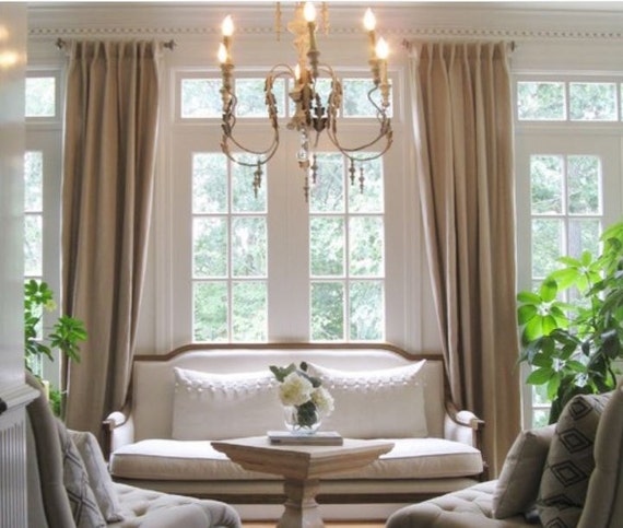 Natural Color Linen Curtain Panels Drapes Back Tab Drapes Etsy