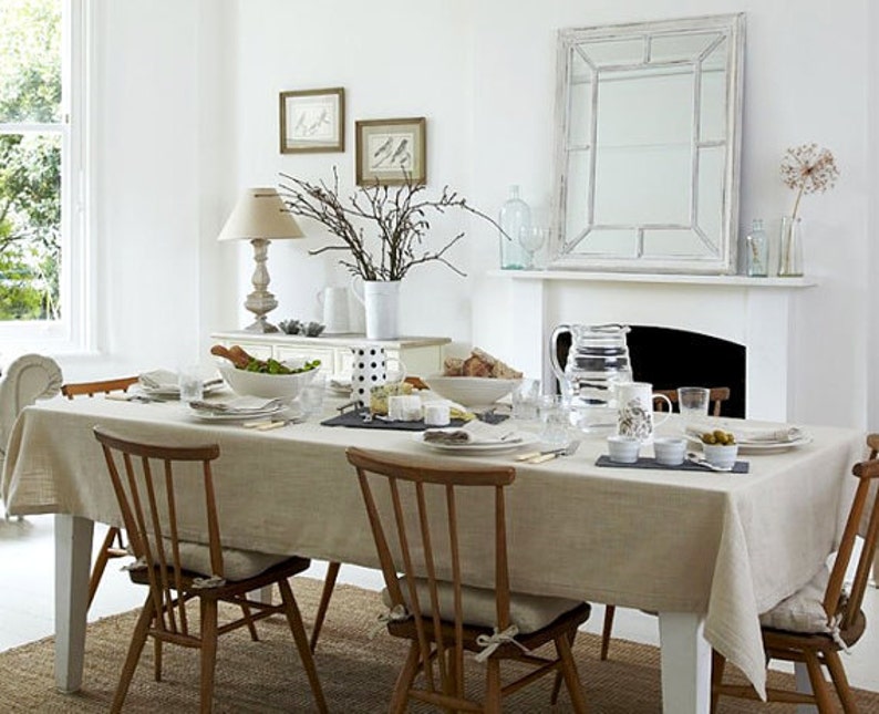 Custom Made Linen Tablecloth Rectangle Round Square Oval Oblong Table Cloth Oatmeal Or Choose Color