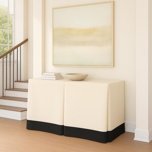 Cotton canvas rectangular tableskirt custom sizes, white, natural, earth, olive, wheat