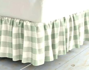 Buffalo check Ruffled bedskirt  Bed-skirt, solid dust ruffle, twin, full, queen, king pillow shams bedding