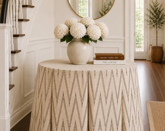 3 colors available Round Chevron Table-skirt table skirt , skirted table Dexter linen
