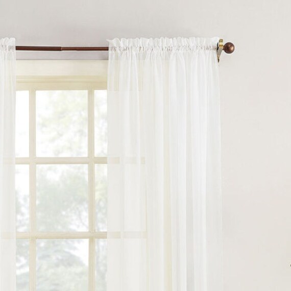 Rts Pair Two 42w X 84l Panels Rod Pocket Sheer Curtains Etsy
