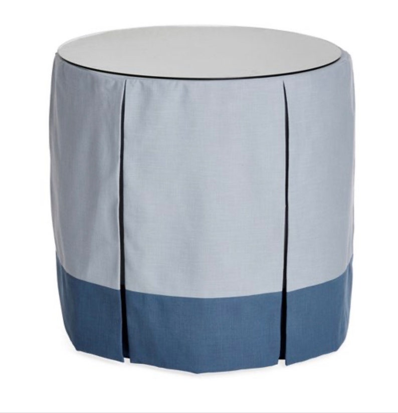 Round Table Skirt With CONTRAST BORDER Pleated Tablecloth Etsy
