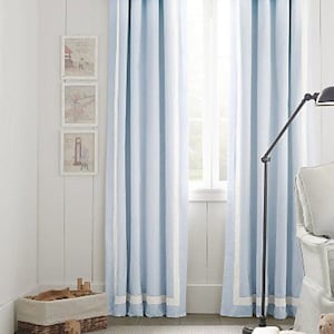 Two panels Pinch pleat drapes grosgrain trim linen curtains custom window curtains, soft blue, baby pink, off white, emerald French pleats
