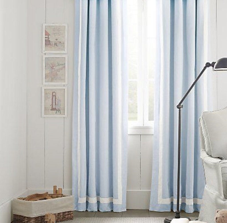Light blue linen curtains extra wide panels Solid color linen Etsy
