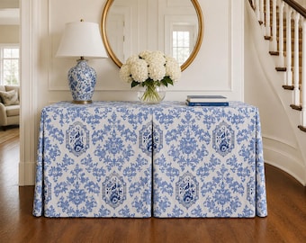 Scalamandre porceleyne blue tableskirt