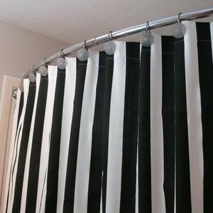 Black and white  VERTICAL stripe shower curtain, cotton all sizes available 72" 84"  90" 96" ,108"