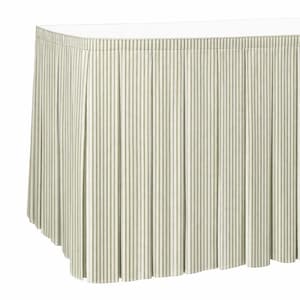Velcro band, pleated table skirt, table covering  ticking stripe sink skirt
