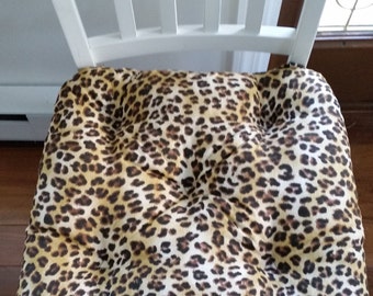Set of 6 Large Size Tufted Chair Pads for Dining Chairs Seat Cushion Bar Stool Cushion ANIMAL PRINT Leopard Print Tan Brown Etsy