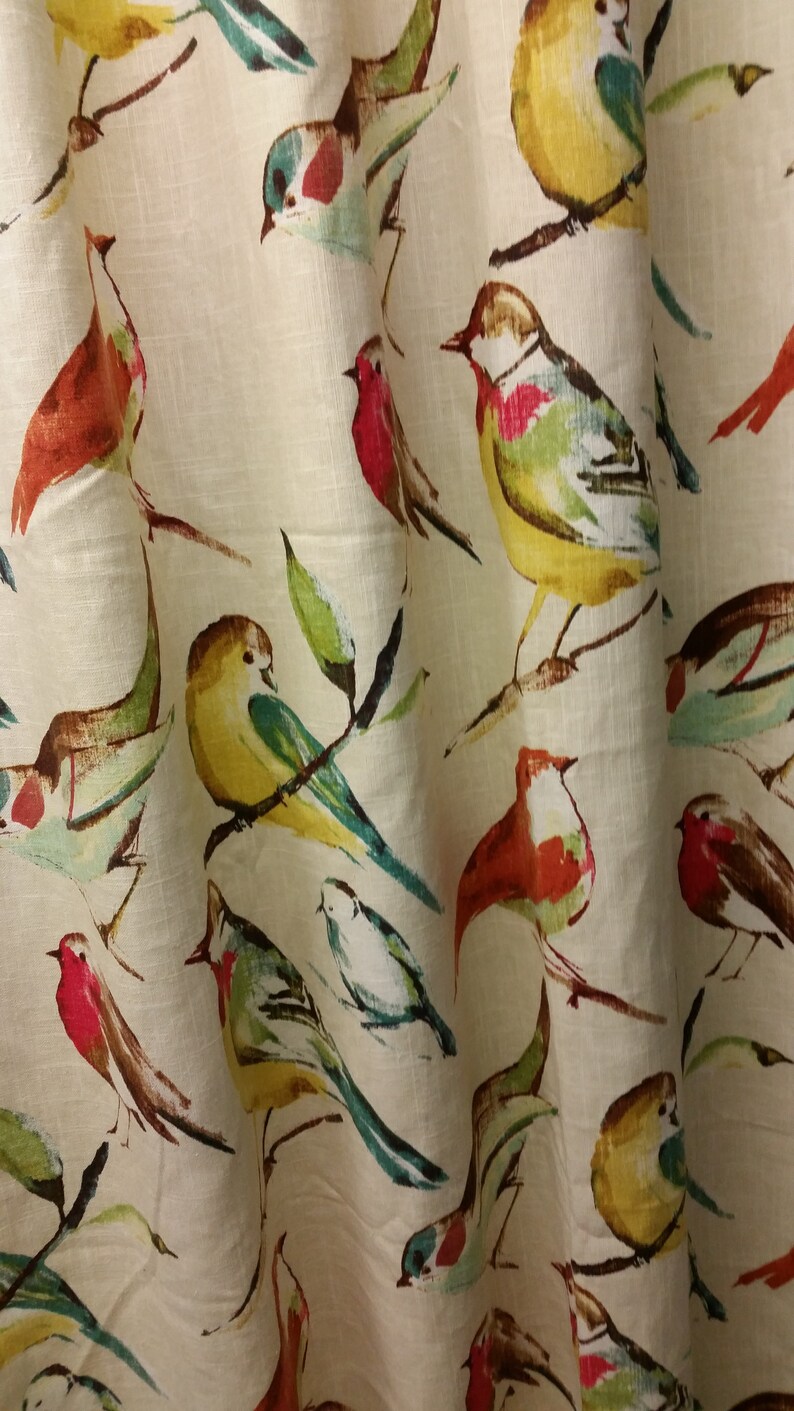 Two 50 Wide Designer Curtain Panels Drapes Birds Etsy