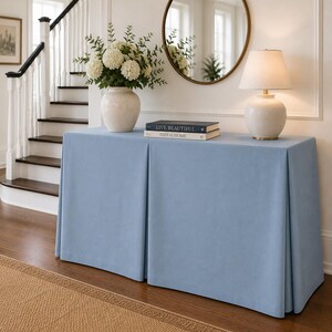 French blue Pleated table skirt rectangular