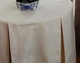 Round cotton canvas table skirt Pleated table-skirt, white, natural, Lt grey, olive green, sky blue, wheat, navy