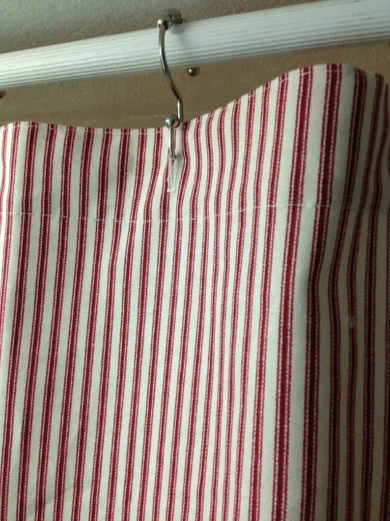 Red Ticking Stripe Shower Curtain 72x 72 Fabric Etsy