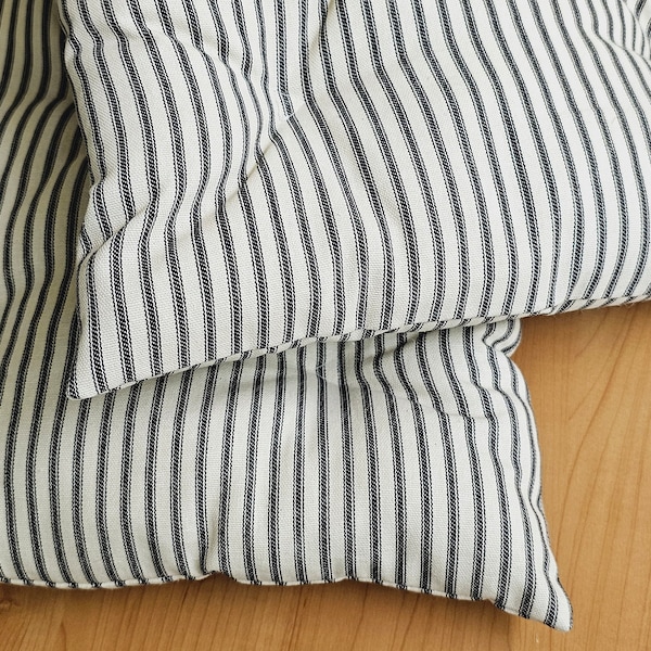 42 x 16" Flat tufted bench cushion, ticking stripe cotton, flat seat cushion