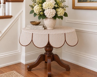 Ticking stripe table topper overlay tableskirt round cocktail table linens, wedding banquet home decor
