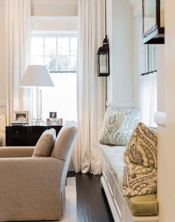 RTS Already Made Drapes, Two 50W X 90L Panels, Off-white Linen