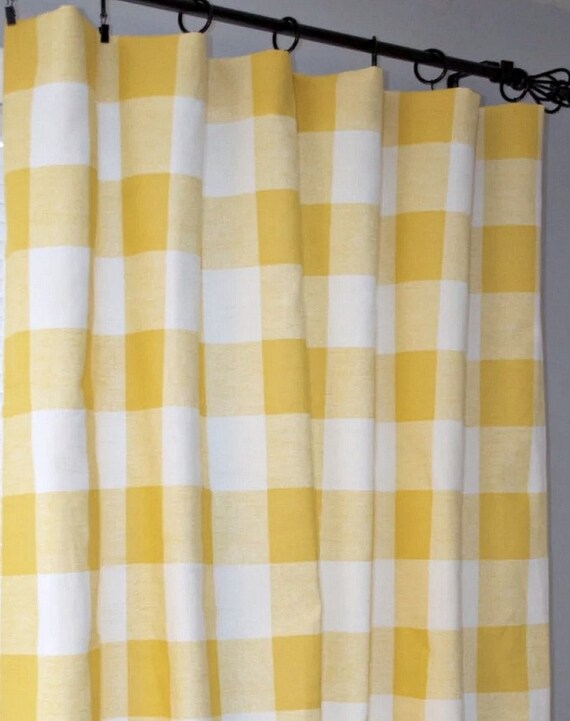 Anderson Buffalo Plaid Rod Pocket Curtains Yellow And White Etsy