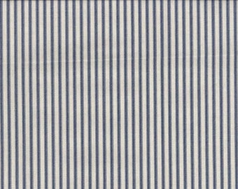 Indigo blue and natural ticking stripe cotton Fabric sold by the yard cotton, blue ticking