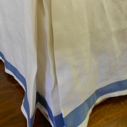 Off White Linen Bedskirt With Grosgrain Trim Custom Made Etsy