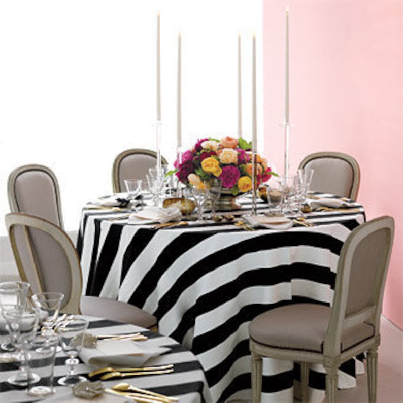Black and white stripe tablecloth cotton wedding parties decoration table cloth overlay table topper