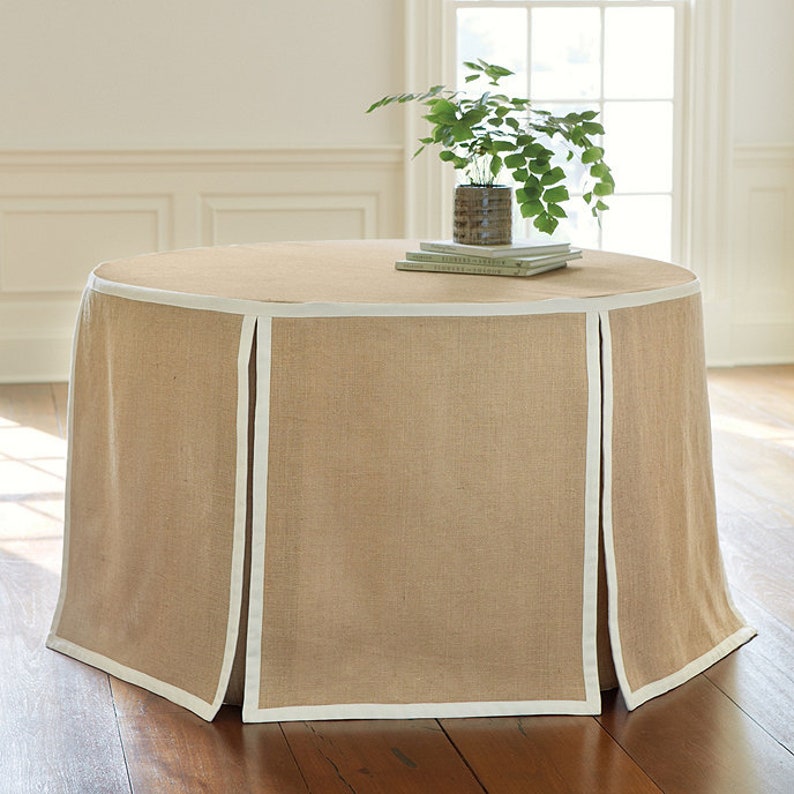 Made to order LINEN table skirt with grosgrain trim linen Etsy