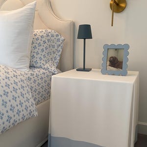 Rectangular tableskirt with contrast bottom band pleated table skirt, bedside table night stand console table-skirts, skirted table