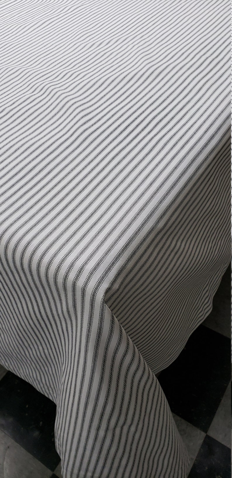 Black and White Stripe Ticking Stripe Tablecloth Custom Size Etsy